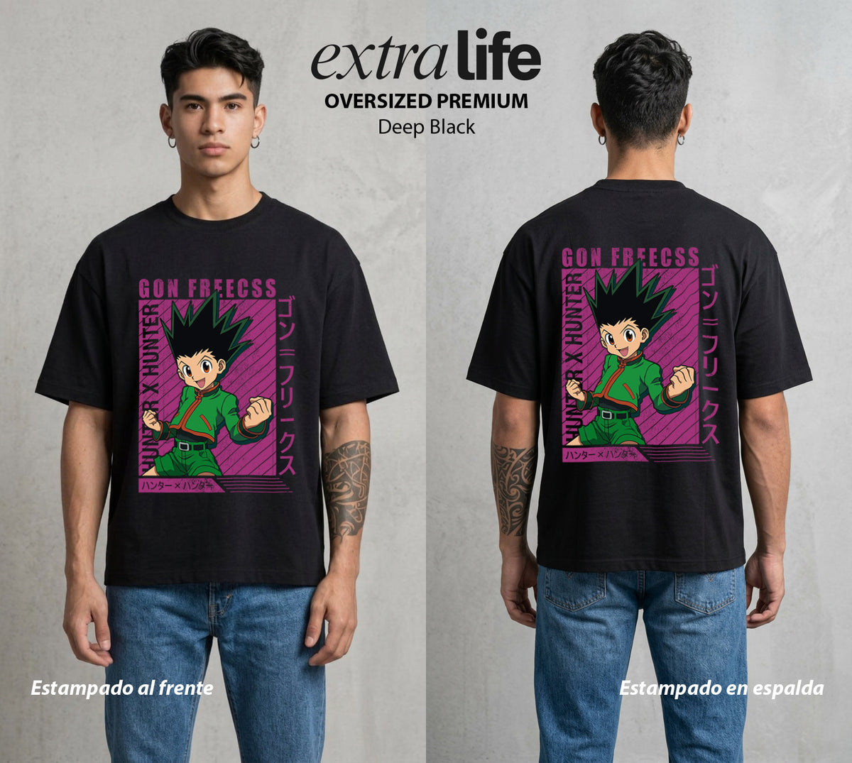 La Prueba del Cazador | La Alegria del Cazador #01565 - Playera Oversized Premium | Deep Black - Foto en modelo