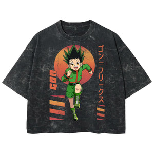 Playera streetwear premium de anime y gaming ExtraLife MX, corte boxy deluxe mineral wash heavyweight en color Acid Wash, moda urbana mexicana de culto.