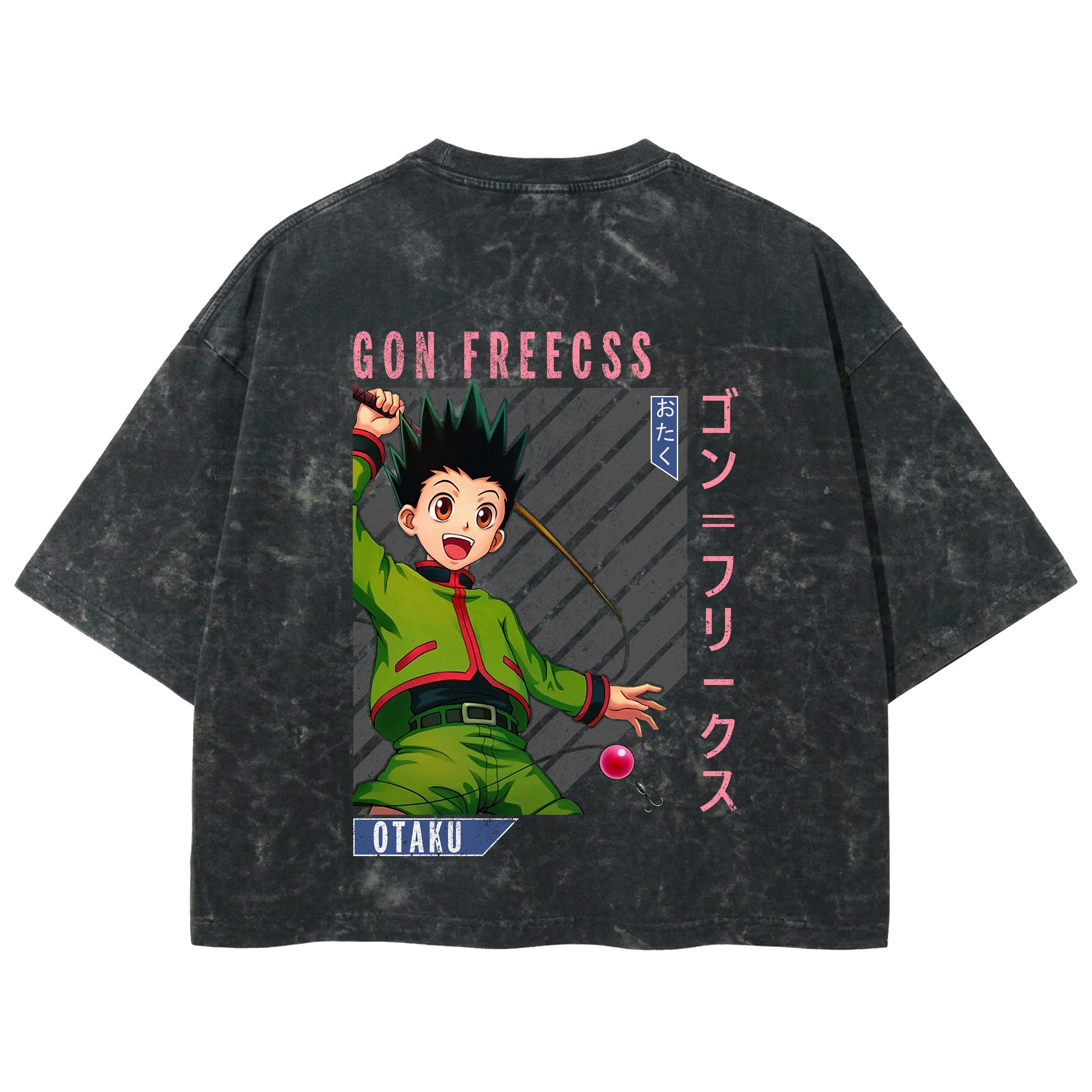 Playera streetwear premium de anime y gaming ExtraLife MX, corte boxy deluxe mineral wash heavyweight en color Acid Wash, moda urbana mexicana de culto.