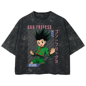 Playera streetwear premium de anime y gaming ExtraLife MX, corte boxy deluxe mineral wash heavyweight en color Acid Wash, moda urbana mexicana de culto.