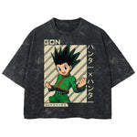 Playera streetwear premium de anime y gaming ExtraLife MX, corte boxy deluxe mineral wash heavyweight en color Acid Wash, moda urbana mexicana de culto.