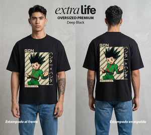 La Prueba del Cazador | La Alegria del Cazador #01571 - Playera Oversized Premium | Deep Black - Foto en modelo