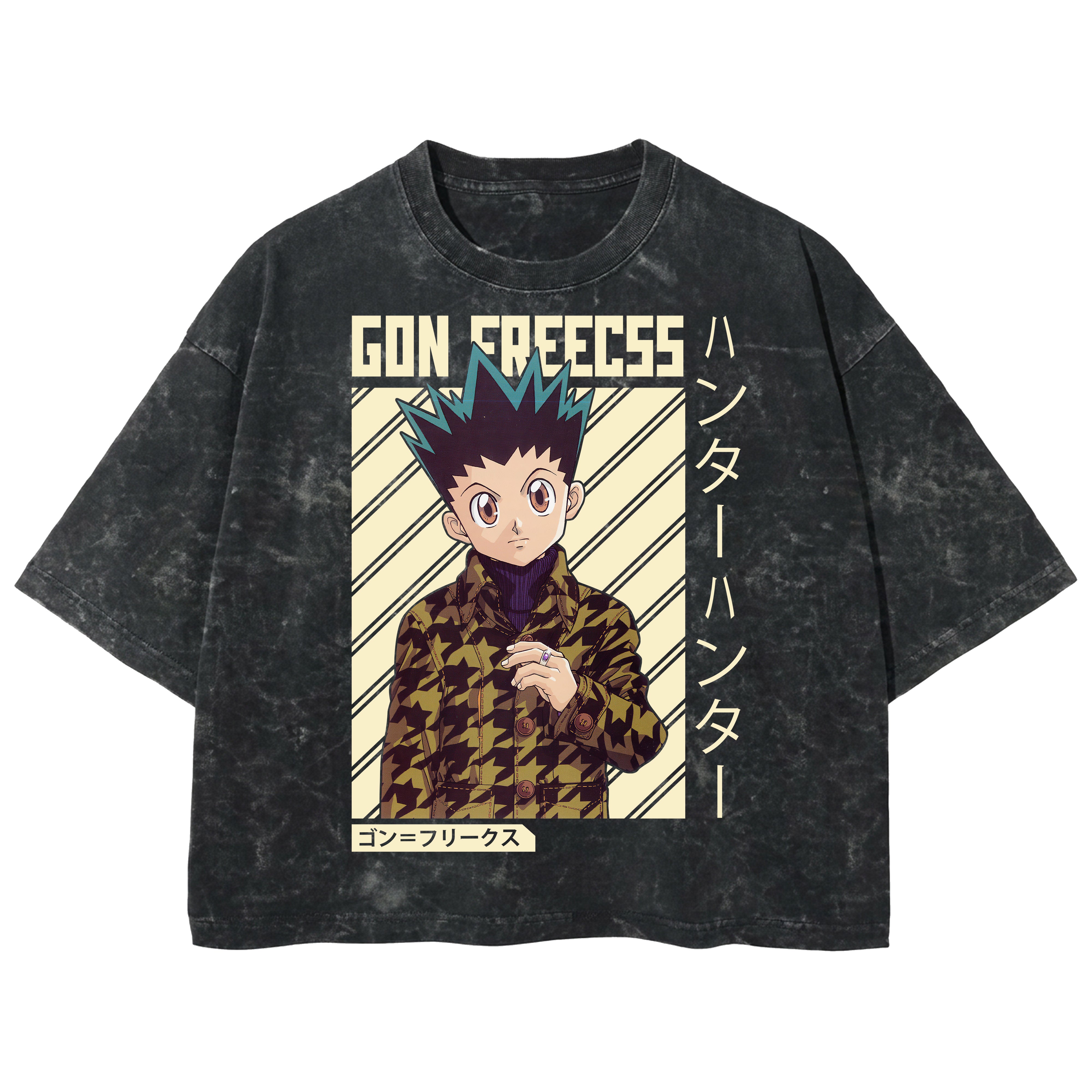 Playera streetwear premium de anime y gaming ExtraLife MX, corte boxy deluxe mineral wash heavyweight en color Acid Wash, moda urbana mexicana de culto.
