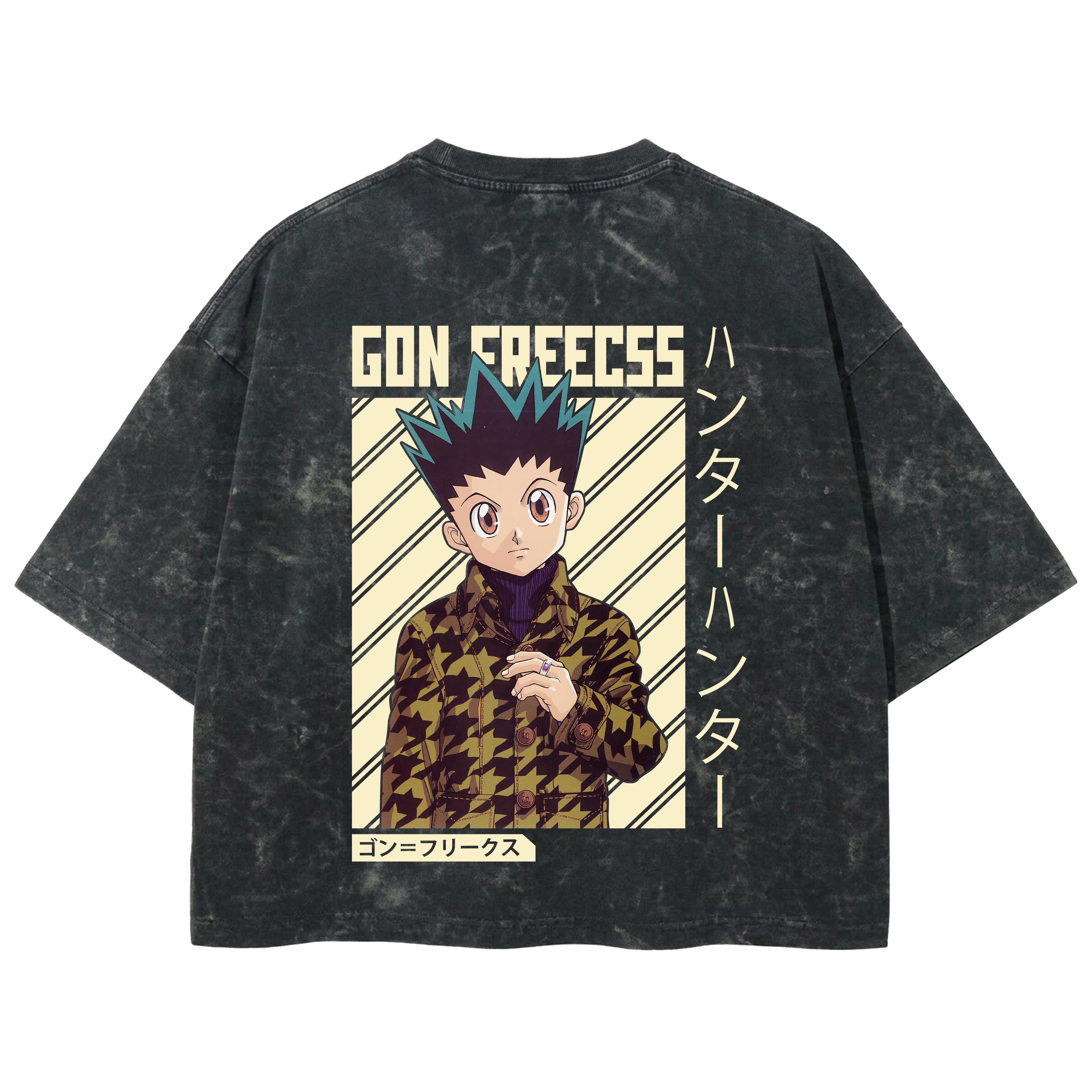 Playera streetwear premium de anime y gaming ExtraLife MX, corte boxy deluxe mineral wash heavyweight en color Acid Wash, moda urbana mexicana de culto.