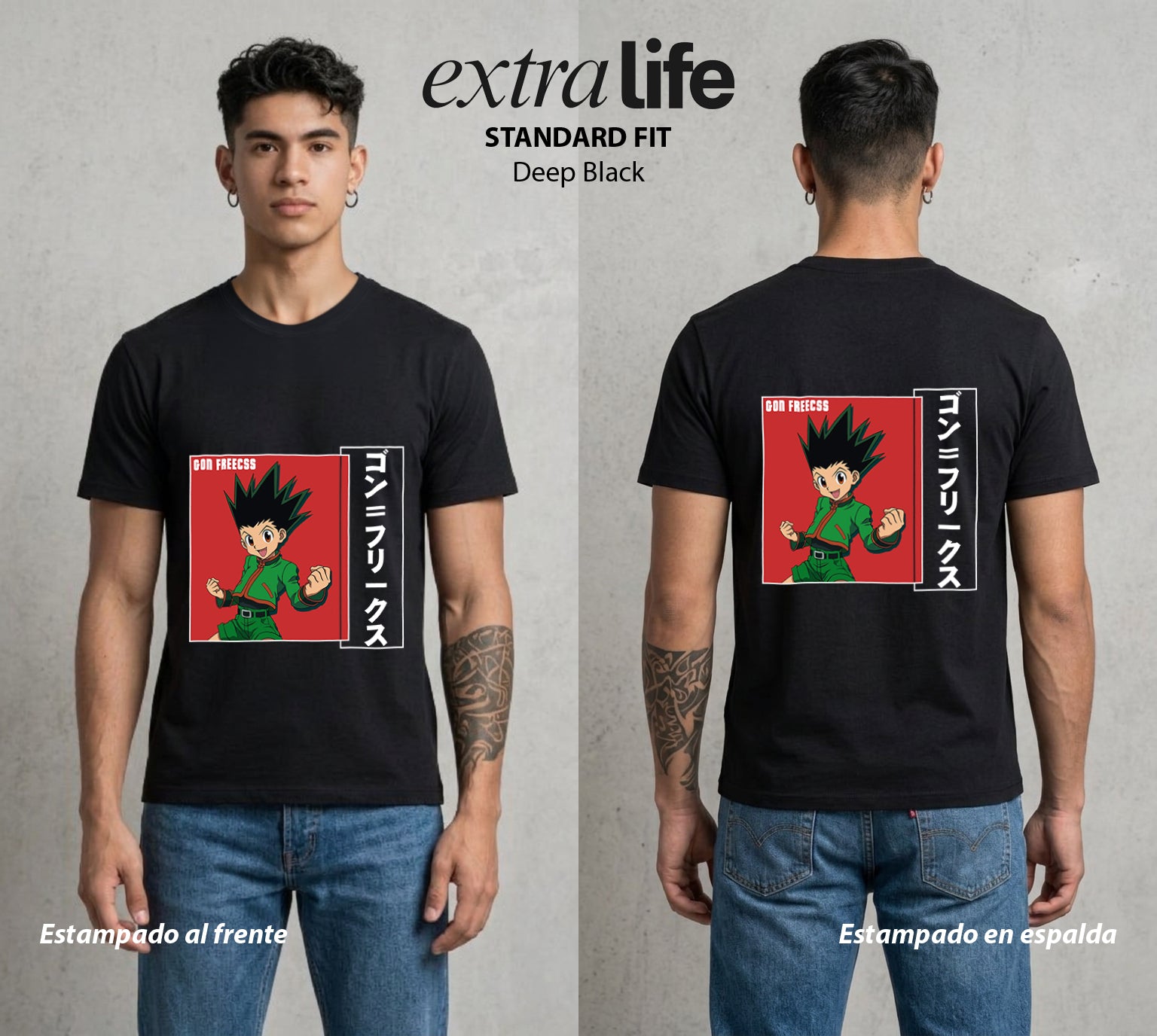 La Prueba del Cazador | La Naturaleza del Bien #01575 - Playera Standard Fit | Deep Black - Foto en modelo