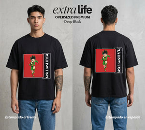 La Prueba del Cazador | La Alegria del Cazador #01577 - Playera Oversized Premium | Deep Black - Foto en modelo