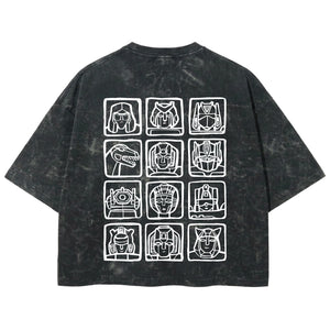 Playera streetwear premium de anime y gaming ExtraLife MX, corte boxy deluxe mineral wash heavyweight en color Acid Wash, moda urbana mexicana de culto.