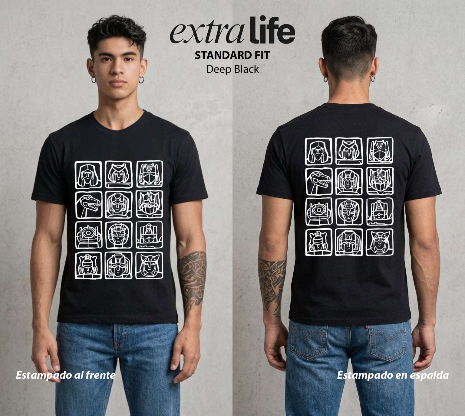 Pilotos de Acero | La Tripulacion de Acero #01579 - Playera Standard Fit | Deep Black - Foto en modelo