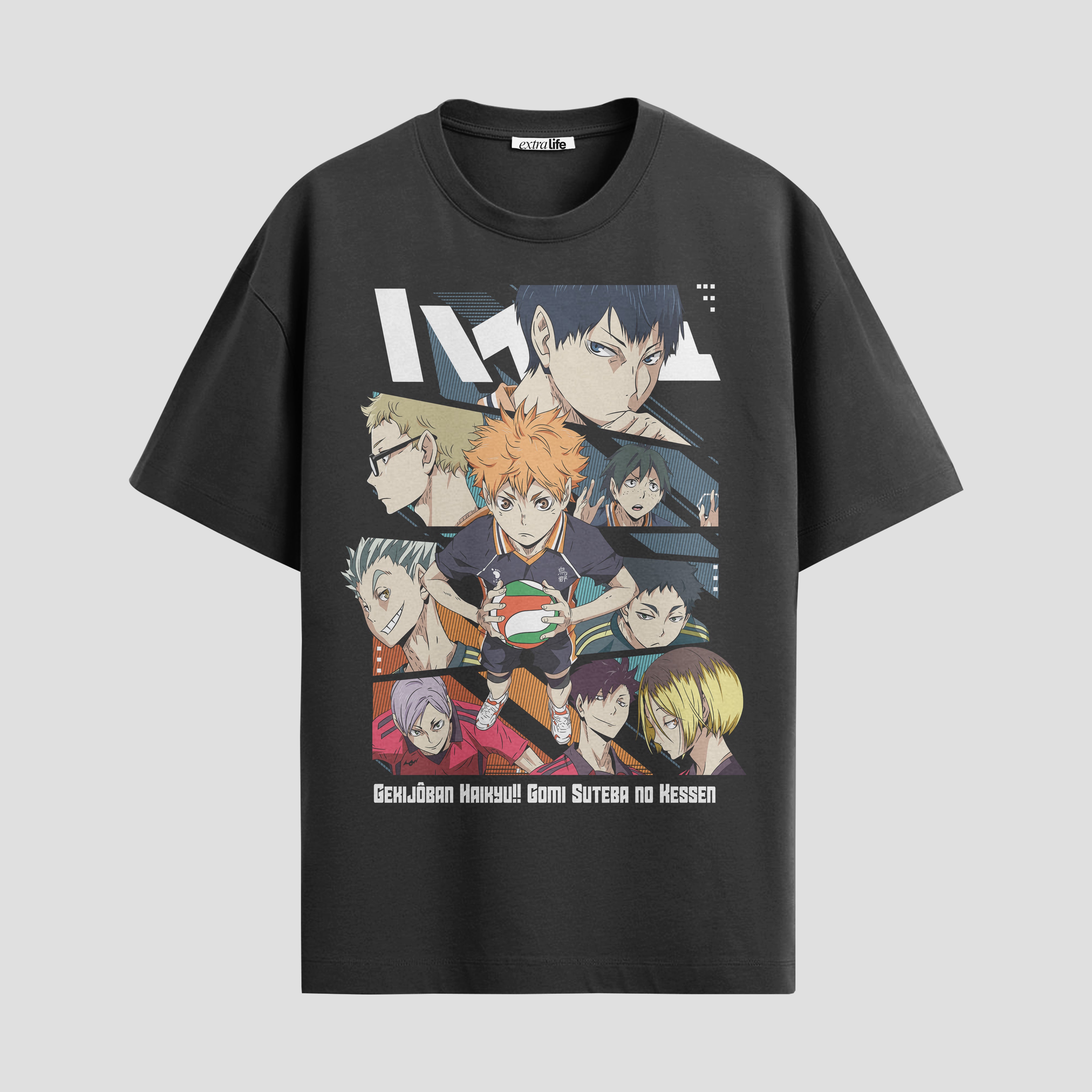Playera urbana de anime y gaming ExtraLife MX, corte Standard Fit unisex ligero y transpirable en color Deep Black y Pure White, ropa de uso diario para gym y casual.
