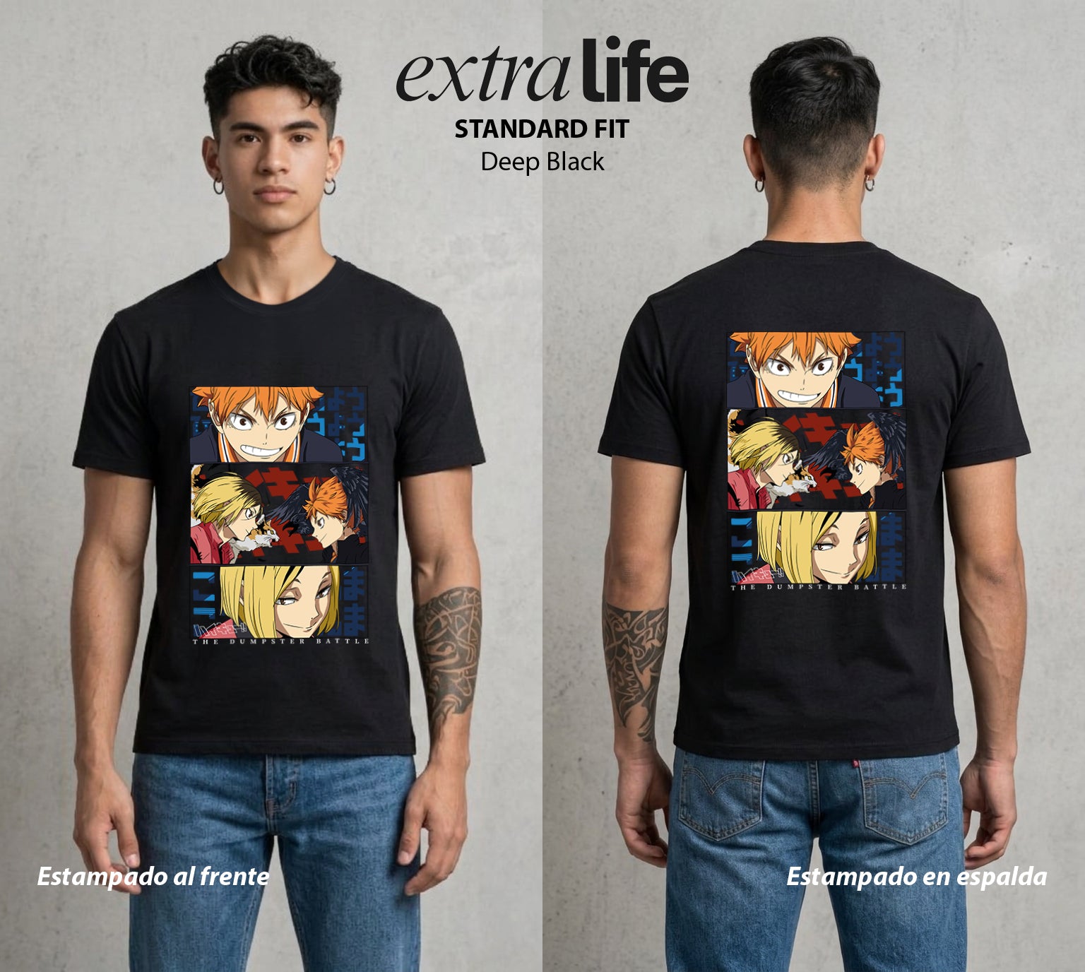 El Vuelo del Voleibol | Haikyu Dumpster Battle Batalla del Basurero #01585 - Playera Standard Fit | Deep Black - Foto en modelo