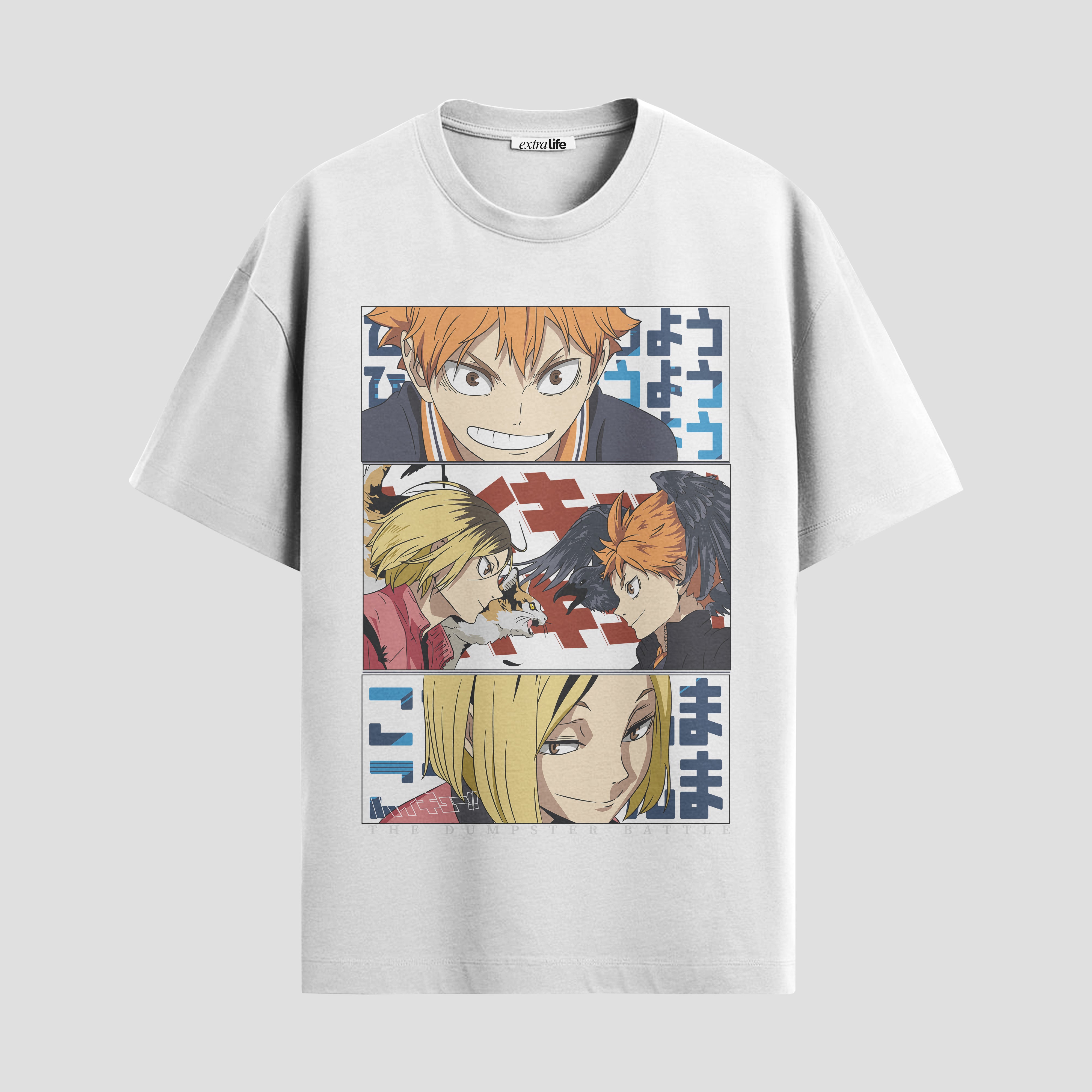 Playera urbana de anime y gaming ExtraLife MX, corte Standard Fit unisex ligero y transpirable en color Deep Black y Pure White, ropa de uso diario para gym y casual.