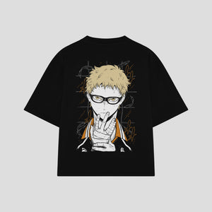 Playera streetwear premium de anime y gaming ExtraLife MX, corte oversized drop shoulder ligero y fresco en color Deep Black y Off-White, moda urbana mexicana de culto.