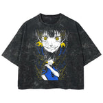 Playera streetwear premium de anime y gaming ExtraLife MX, corte boxy deluxe mineral wash heavyweight en color Acid Wash, moda urbana mexicana de culto.