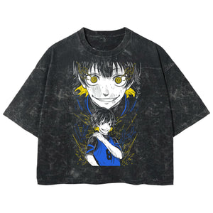 Playera streetwear premium de anime y gaming ExtraLife MX, corte boxy deluxe mineral wash heavyweight en color Acid Wash, moda urbana mexicana de culto.