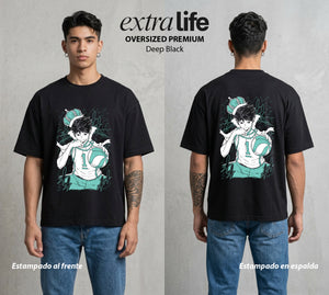 El Vuelo del Voleibol | El Gran Rey #01593 - Playera Oversized Premium | Deep Black - Foto en modelo