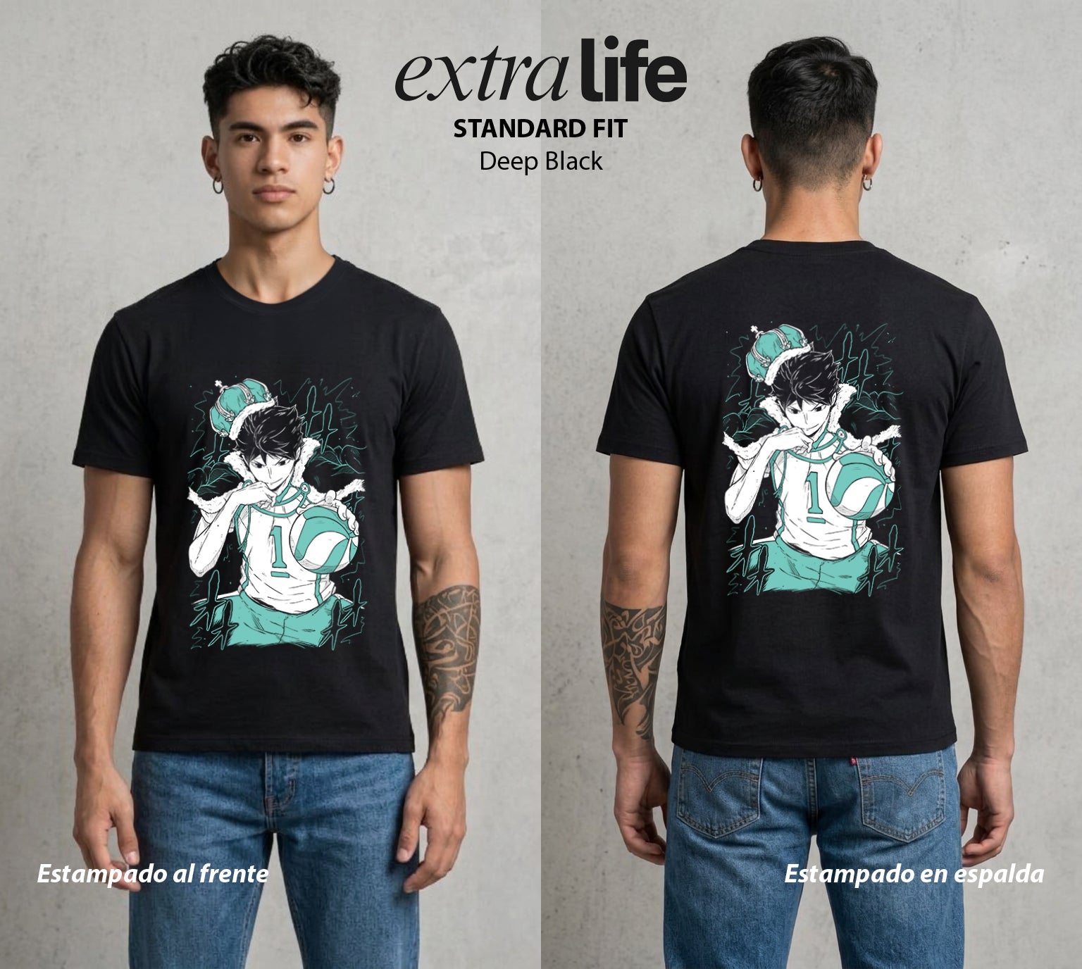 El Vuelo del Voleibol | El Gran Rey #01593 - Playera Standard Fit | Deep Black - Foto en modelo