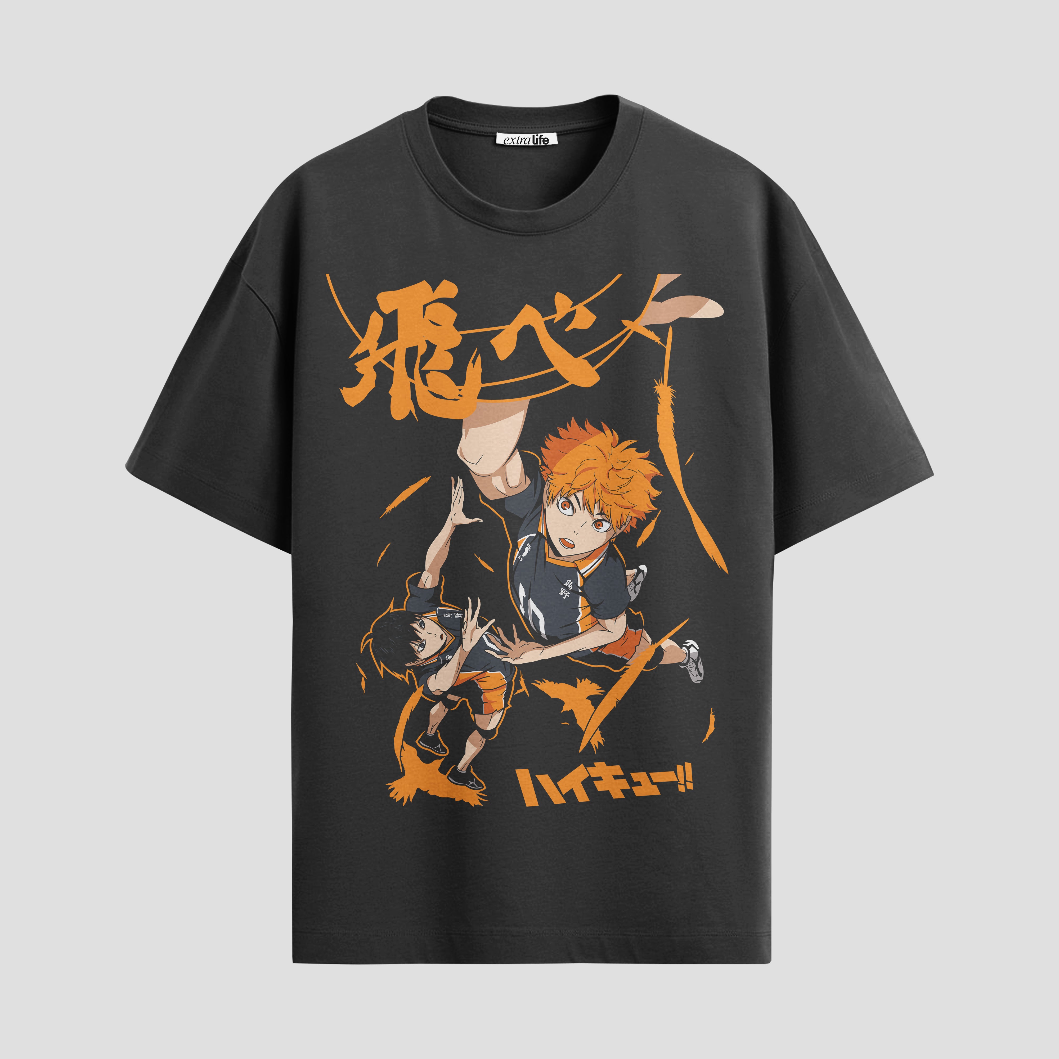 Playera urbana de anime y gaming ExtraLife MX, corte Standard Fit unisex ligero y transpirable en color Deep Black y Pure White, ropa de uso diario para gym y casual.