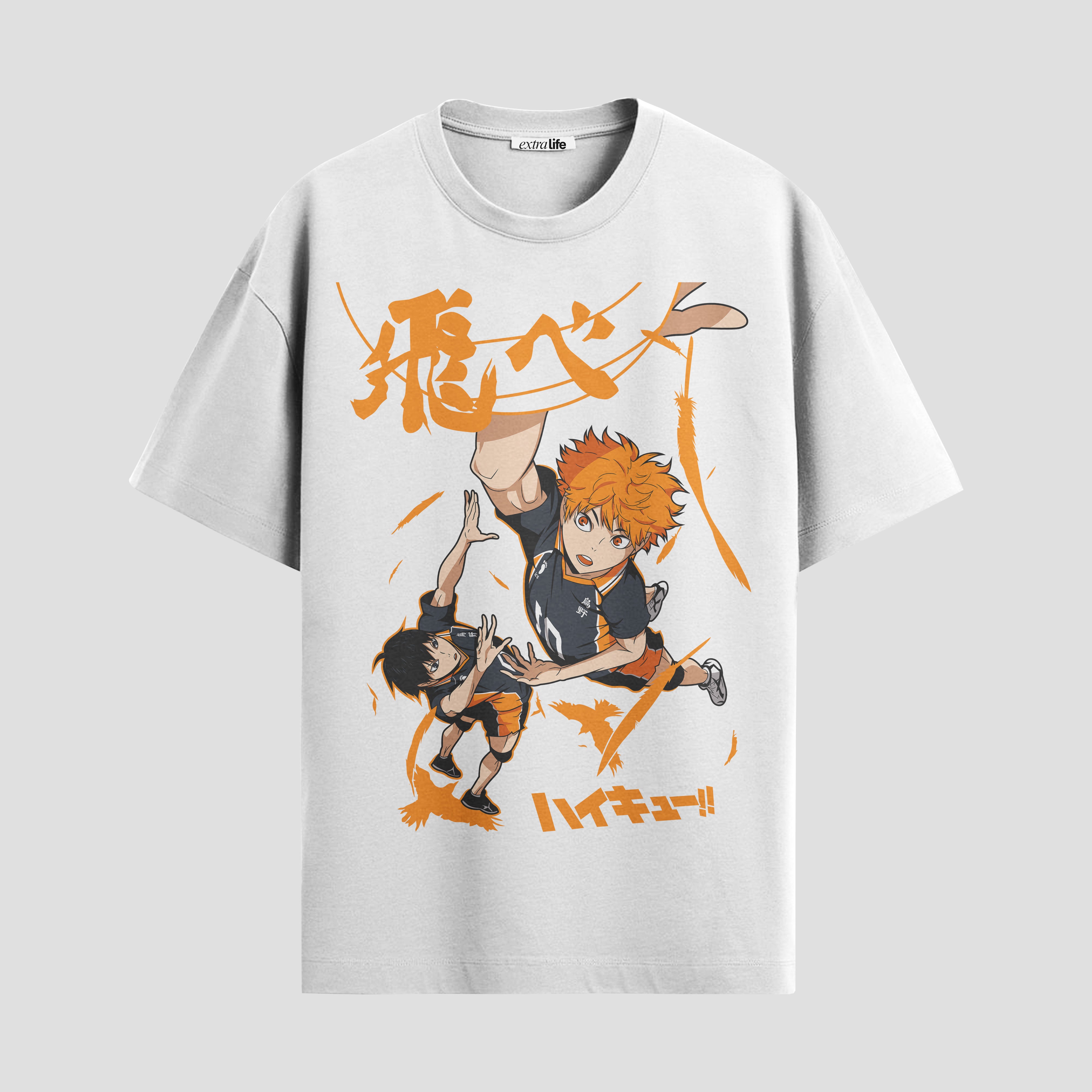 Playera urbana de anime y gaming ExtraLife MX, corte Standard Fit unisex ligero y transpirable en color Deep Black y Pure White, ropa de uso diario para gym y casual.