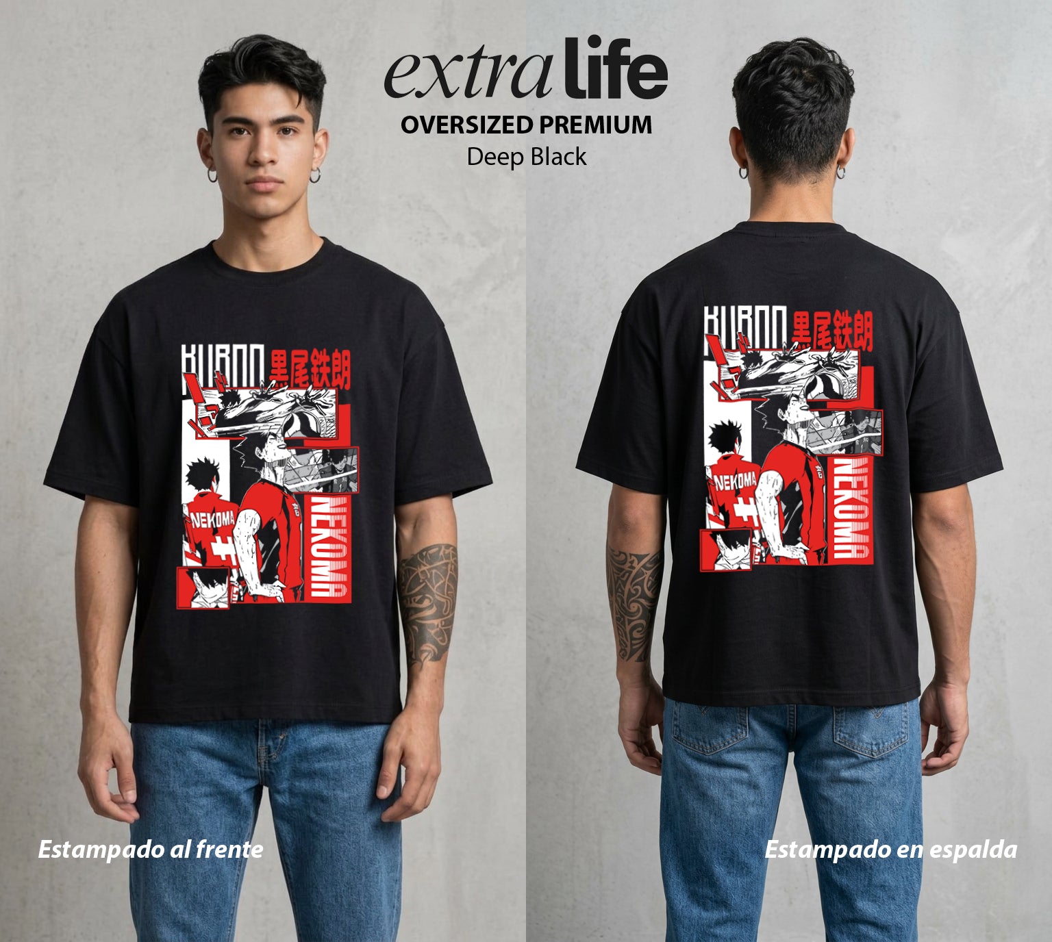 El Vuelo del Voleibol | El Capitan de la Guarida #01608 - Playera Oversized Premium | Deep Black - Foto en modelo