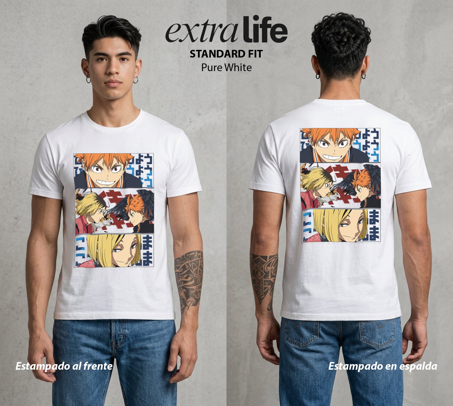 El Vuelo del Voleibol | Haikyuu The Dumpster Battle Batalla del Basurero #01609 - Playera Standard Fit | Pure White - Foto en modelo