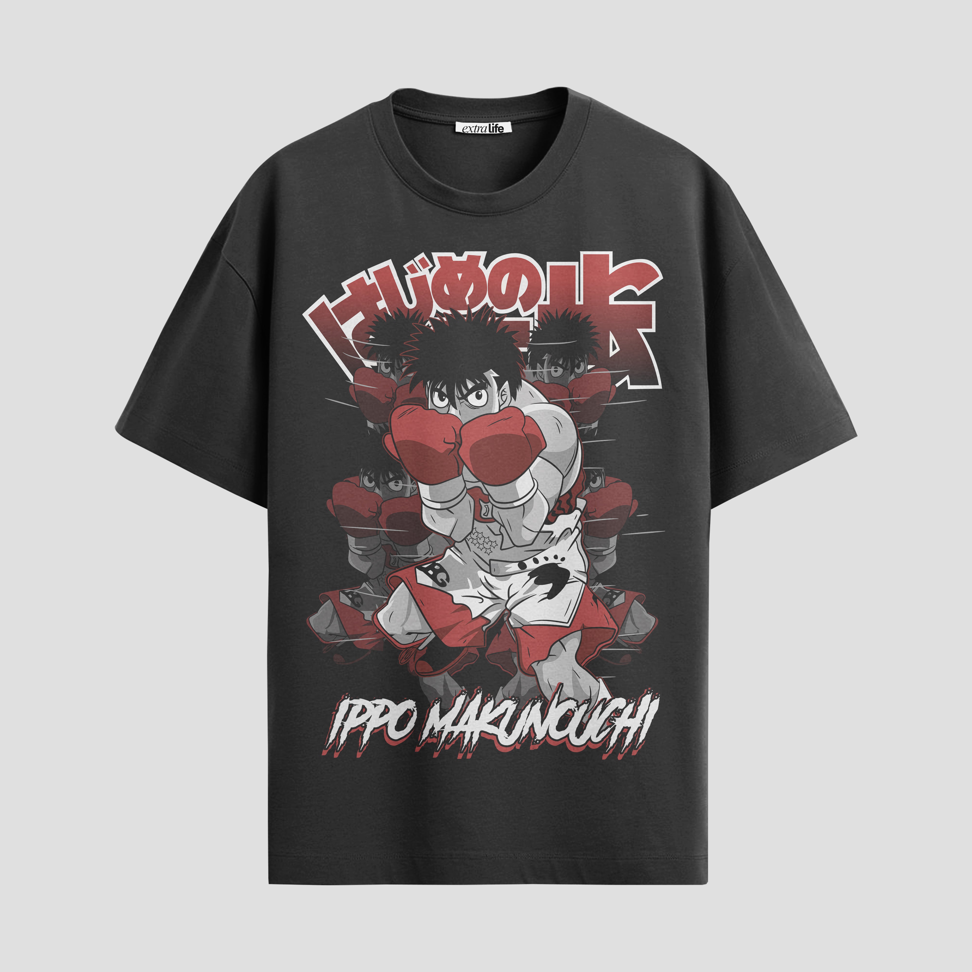 Playera urbana de anime y gaming ExtraLife MX, corte Standard Fit unisex ligero y transpirable en color Deep Black y Pure White, ropa de uso diario para gym y casual.
