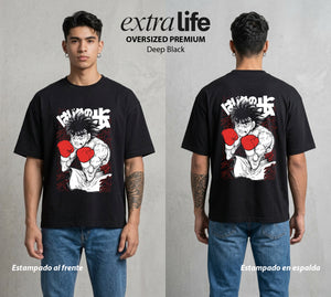 El Ring del Campeon | El Golpe del Pescador #01612 - Playera Oversized Premium | Deep Black - Foto en modelo