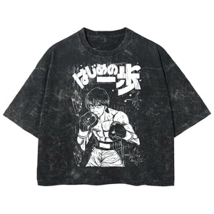 Playera streetwear premium de anime y gaming ExtraLife MX, corte boxy deluxe mineral wash heavyweight en color Acid Wash, moda urbana mexicana de culto.
