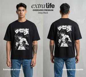El Ring del Campeon | El Derechazo del Novato #01614 - Playera Oversized Premium | Deep Black - Foto en modelo
