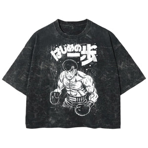 Playera streetwear premium de anime y gaming ExtraLife MX, corte boxy deluxe mineral wash heavyweight en color Acid Wash, moda urbana mexicana de culto.