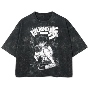 Playera streetwear premium de anime y gaming ExtraLife MX, corte boxy deluxe mineral wash heavyweight en color Acid Wash, moda urbana mexicana de culto.