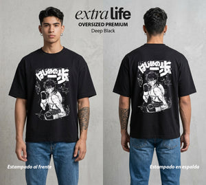 El Ring del Campeon | El Derechazo del Novato #01617 - Playera Oversized Premium | Deep Black - Foto en modelo