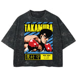 Playera streetwear premium de anime y gaming ExtraLife MX, corte boxy deluxe mineral wash heavyweight en color Acid Wash, moda urbana mexicana de culto.