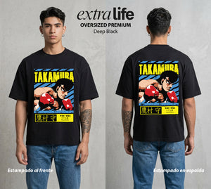 El Ring del Campeon | Los Puños de Hierro #01618 - Playera Oversized Premium | Deep Black - Foto en modelo
