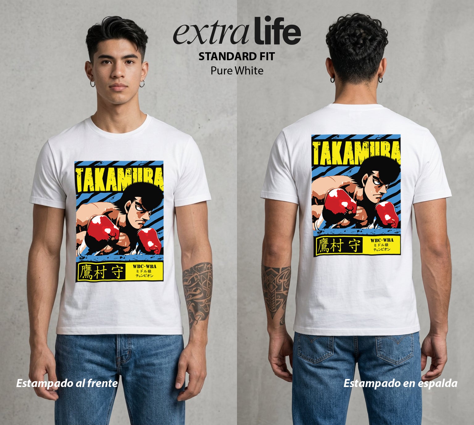 El Ring del Campeon | Los Puños de Hierro #01618 - Playera Standard Fit | Pure White - Foto en modelo