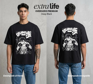 El Ring del Campeon | El Derechazo del Novato #01619 - Playera Oversized Premium | Deep Black - Foto en modelo