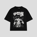Playera streetwear premium de anime y gaming ExtraLife MX, corte oversized drop shoulder ligero y fresco en color Deep Black y Off-White, moda urbana mexicana de culto.