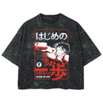 Playera streetwear premium de anime y gaming ExtraLife MX, corte boxy deluxe mineral wash heavyweight en color Acid Wash, moda urbana mexicana de culto.