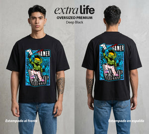 Los Guerreros del Anillo | El Soldado del Anillo #01621 - Playera Oversized Premium | Deep Black - Foto en modelo