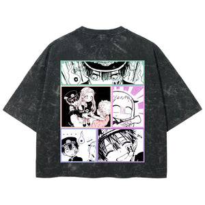 Playera streetwear premium de anime y gaming ExtraLife MX, corte boxy deluxe mineral wash heavyweight en color Acid Wash, moda urbana mexicana de culto.