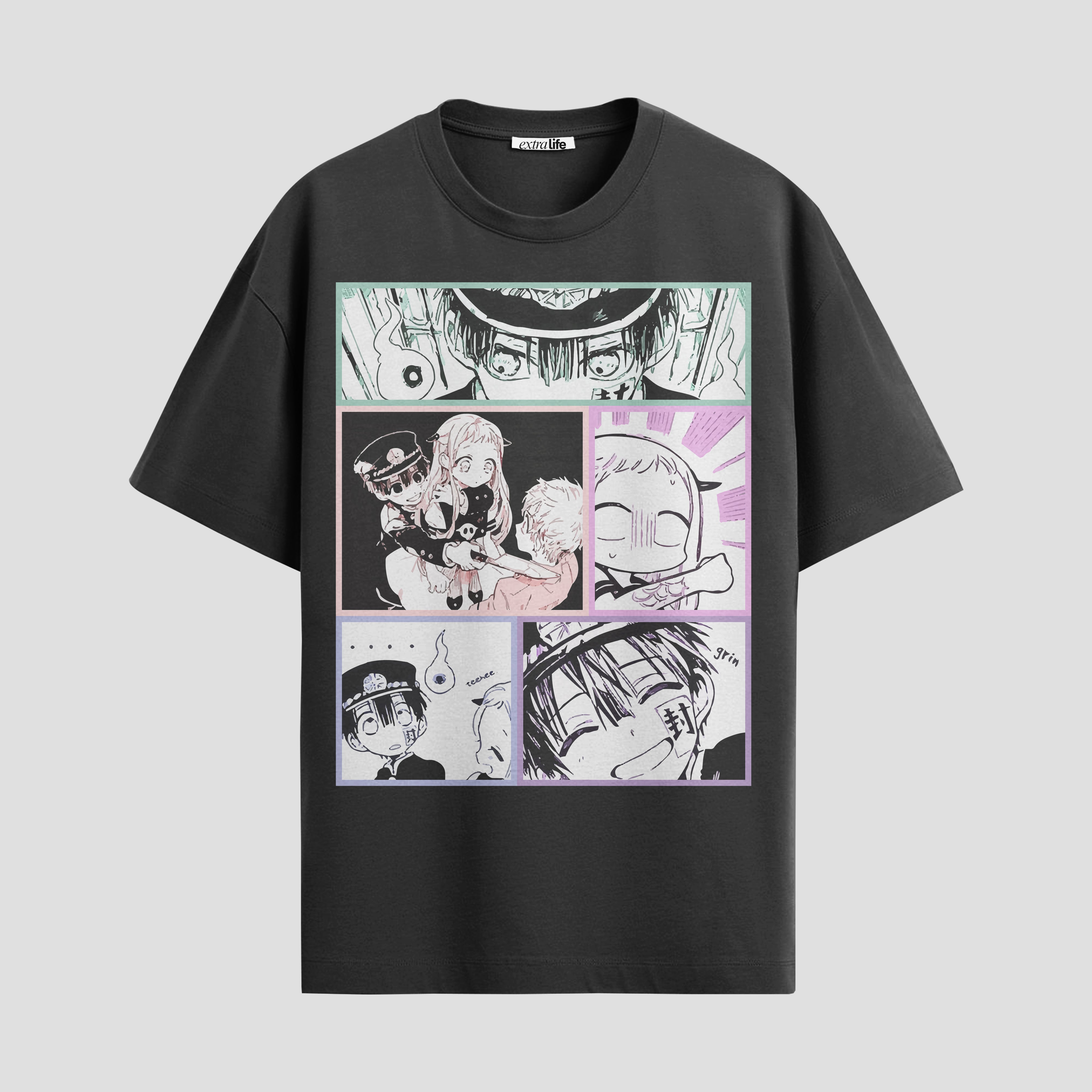 Playera urbana de anime y gaming ExtraLife MX, corte Standard Fit unisex ligero y transpirable en color Deep Black y Pure White, ropa de uso diario para gym y casual.