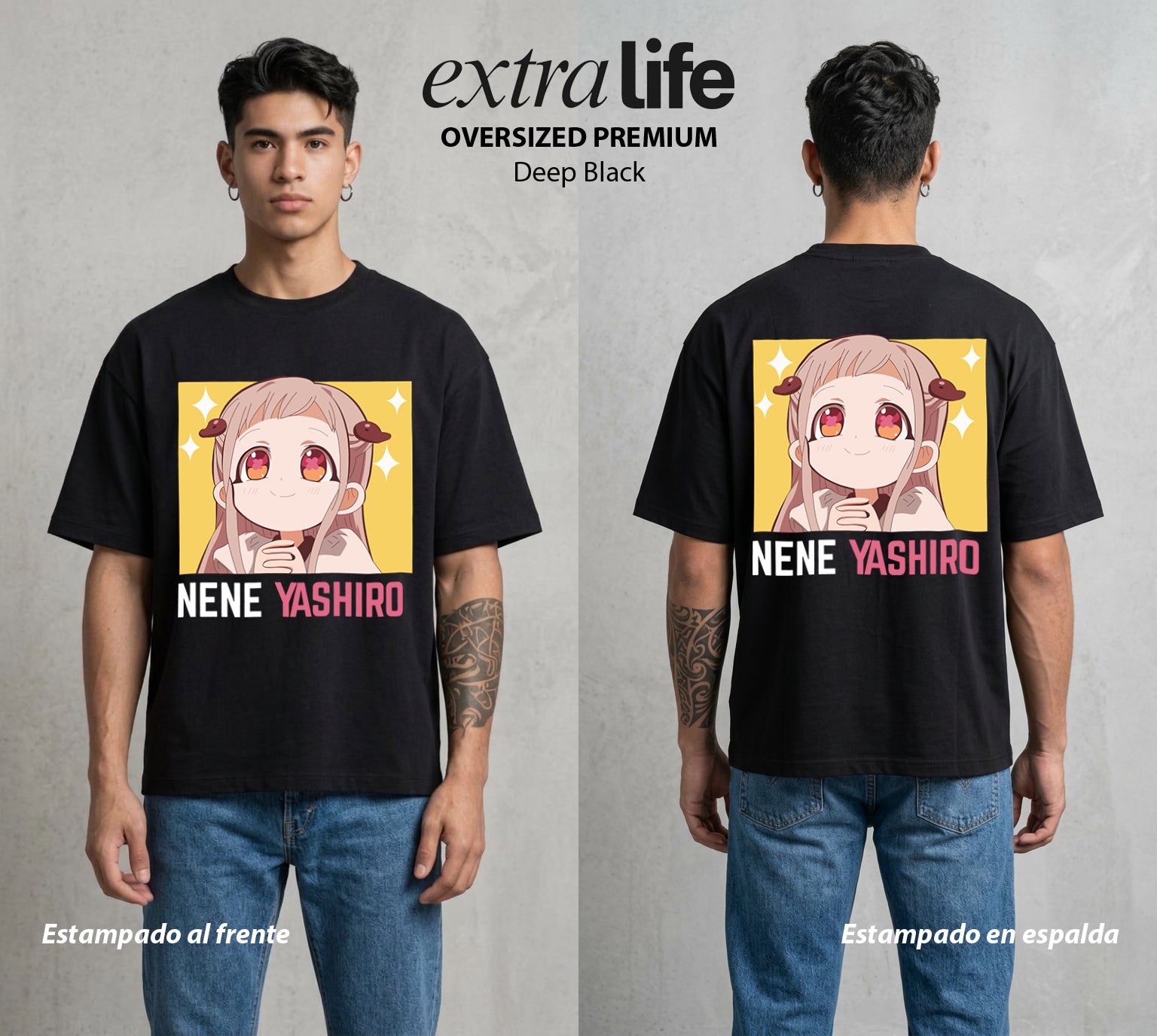 El Fantasma del Bano | Hanako Kun Yashiro Nene #01628 - Playera Oversized Premium | Deep Black - Foto en modelo