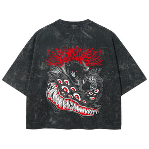 Playera streetwear premium de anime y gaming ExtraLife MX, corte boxy deluxe mineral wash heavyweight en color Acid Wash, moda urbana mexicana de culto.