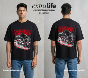 La Organizacion Oscura | El No Muerto Supremo #01634 - Playera Oversized Premium | Deep Black - Foto en modelo