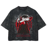 Playera streetwear premium de anime y gaming ExtraLife MX, corte boxy deluxe mineral wash heavyweight en color Acid Wash, moda urbana mexicana de culto.