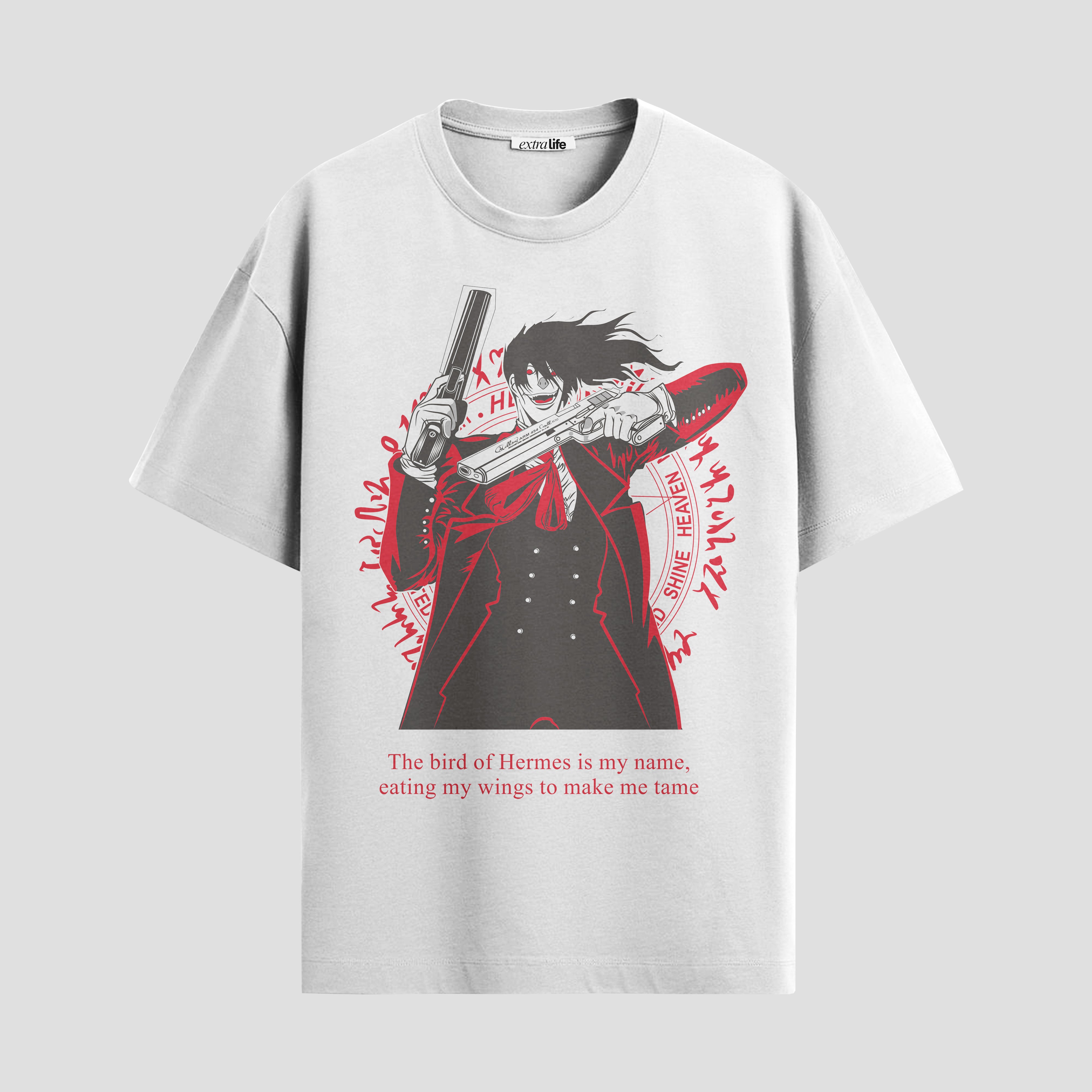 Playera urbana de anime y gaming ExtraLife MX, corte Standard Fit unisex ligero y transpirable en color Deep Black y Pure White, ropa de uso diario para gym y casual.