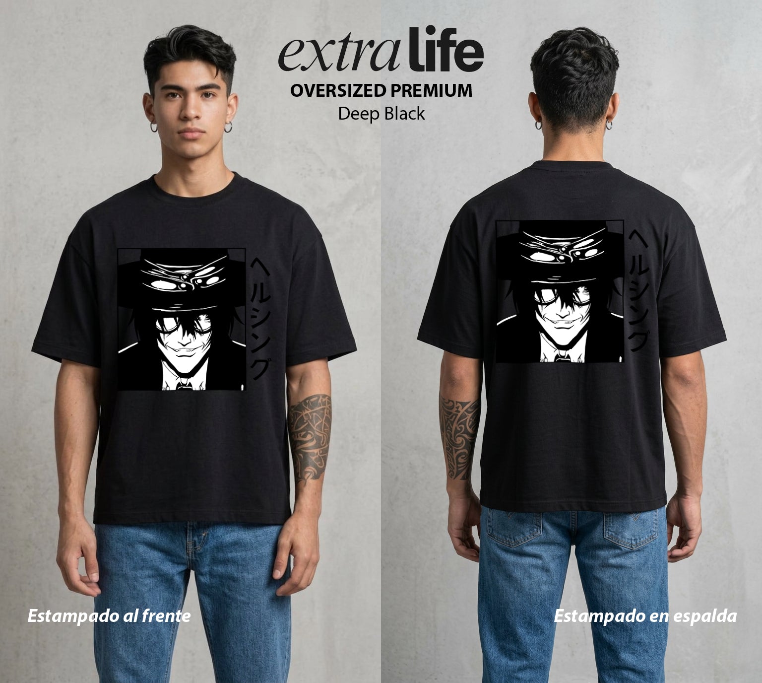 La Organizacion Oscura | El Inmortal del Servicio #01637 - Playera Oversized Premium | Deep Black - Foto en modelo
