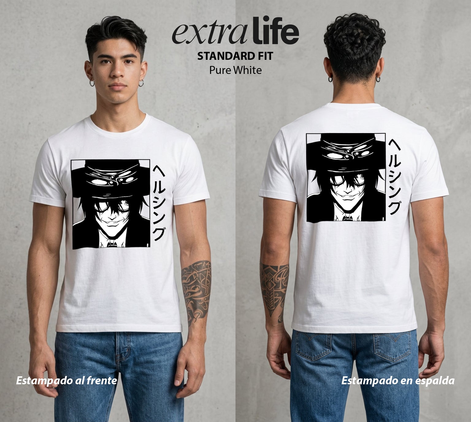La Organizacion Oscura | El Inmortal del Servicio #01637 - Playera Standard Fit | Pure White - Foto en modelo