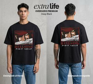 La Organizacion Oscura | El Vampiro del Bien #01639 - Playera Oversized Premium | Deep Black - Foto en modelo