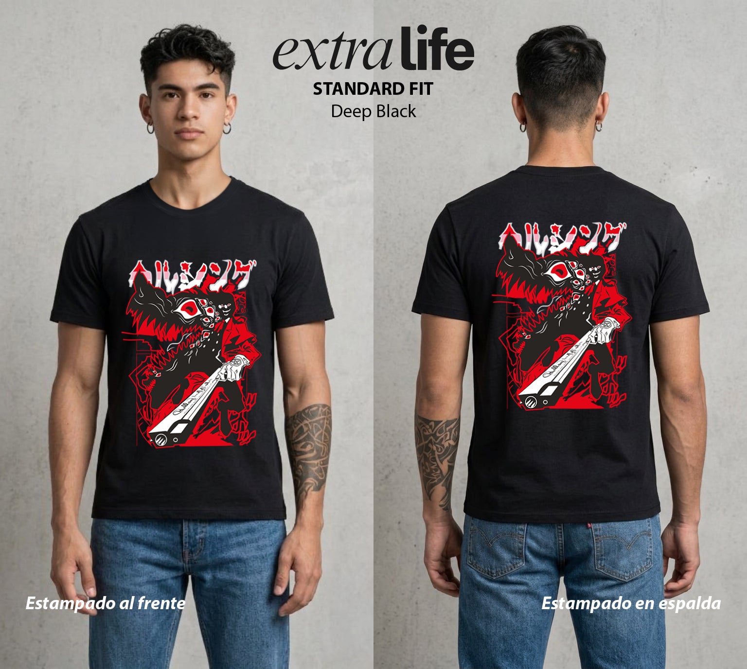 La Organizacion Oscura | El Poder de la Noche #01640 - Playera Standard Fit | Deep Black - Foto en modelo