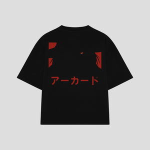 Playera streetwear premium de anime y gaming ExtraLife MX, corte oversized drop shoulder ligero y fresco en color Deep Black y Off-White, moda urbana mexicana de culto.